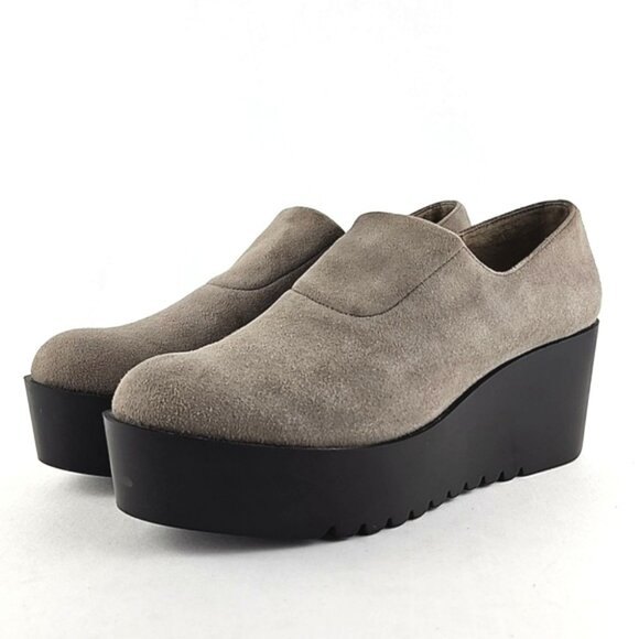 Donald Pliner Women's Cape Wedge Platform Taupe Suede Leather Loafer Size 7.5M - Picture 4 of 15